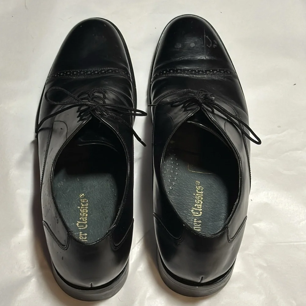 Leather Classics Oxford‎ lace up black men’s shoes Sz 10 AA